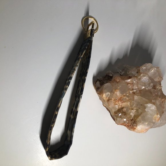 New Handmade Fabric Key Fob Wristlet | Keychain | Hand Dyed | Gray and Beige - Picture 4 of 9